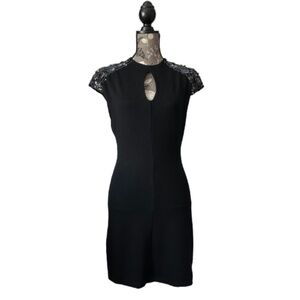bebe Original Women's M Black Sleeveless Bodycon Mini Slim Fit Classic Dress